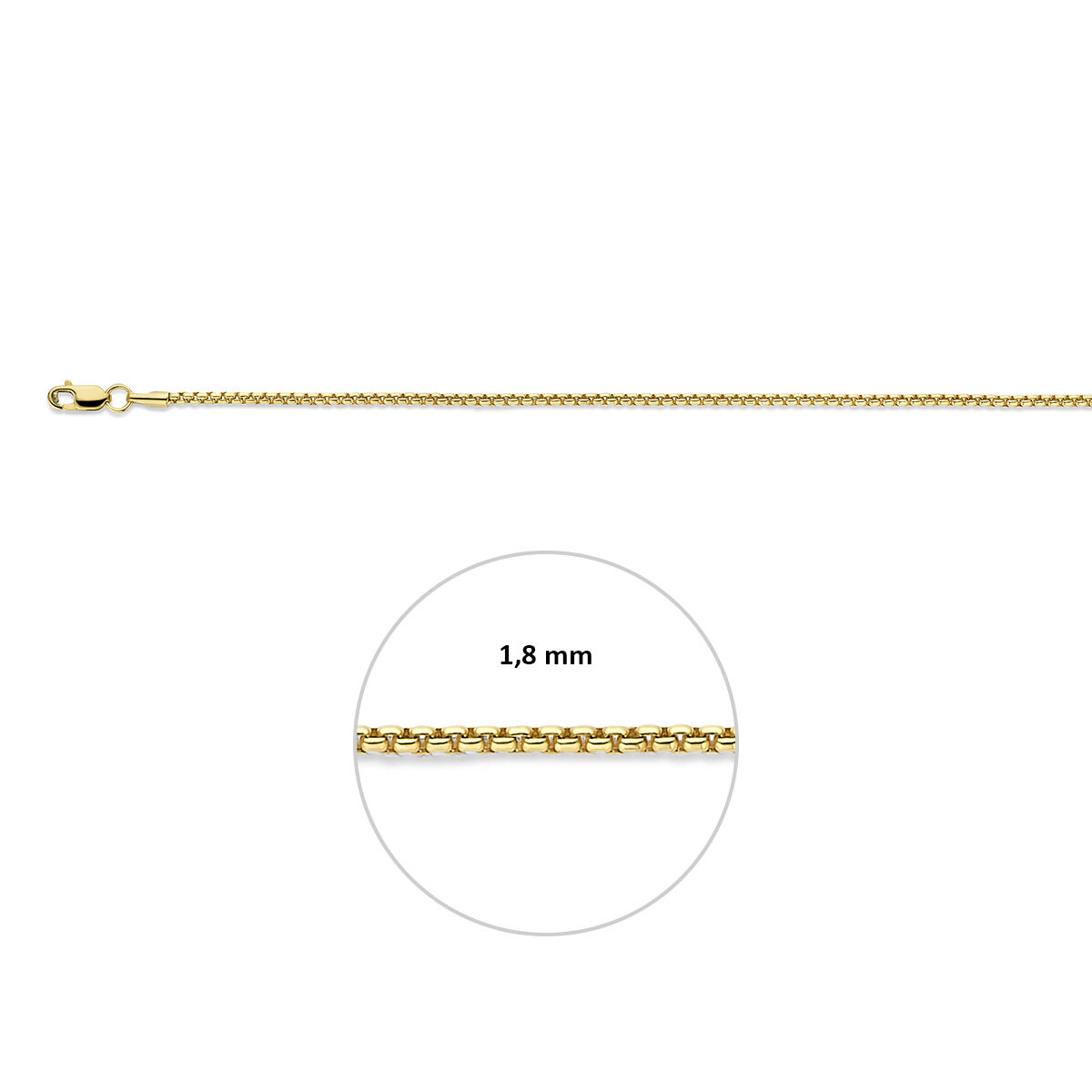 Goud met zilverkern collier 1.8mm 42cm - Afbeelding 3