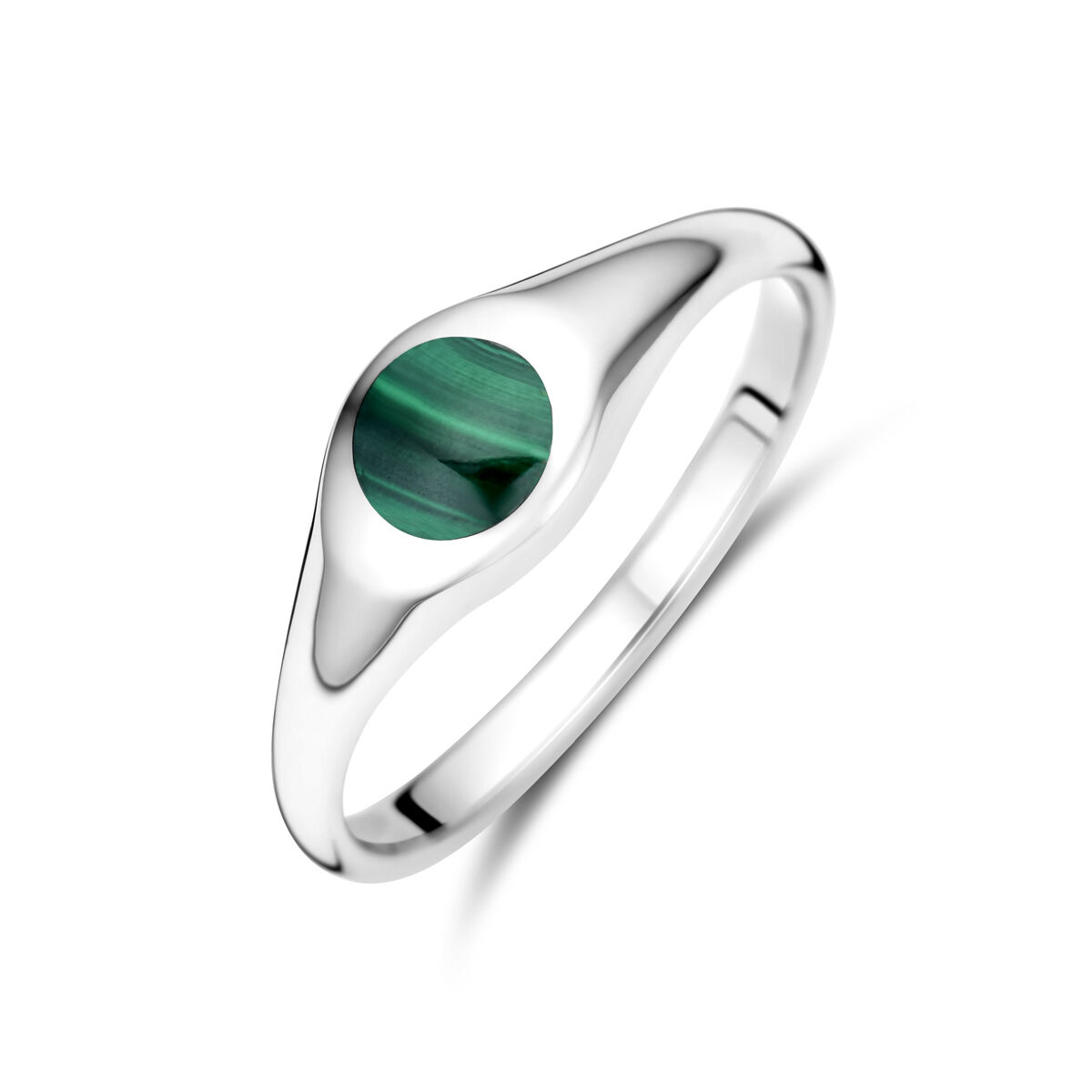 13.38851 KA zilver ring Malachiet maat 16,5