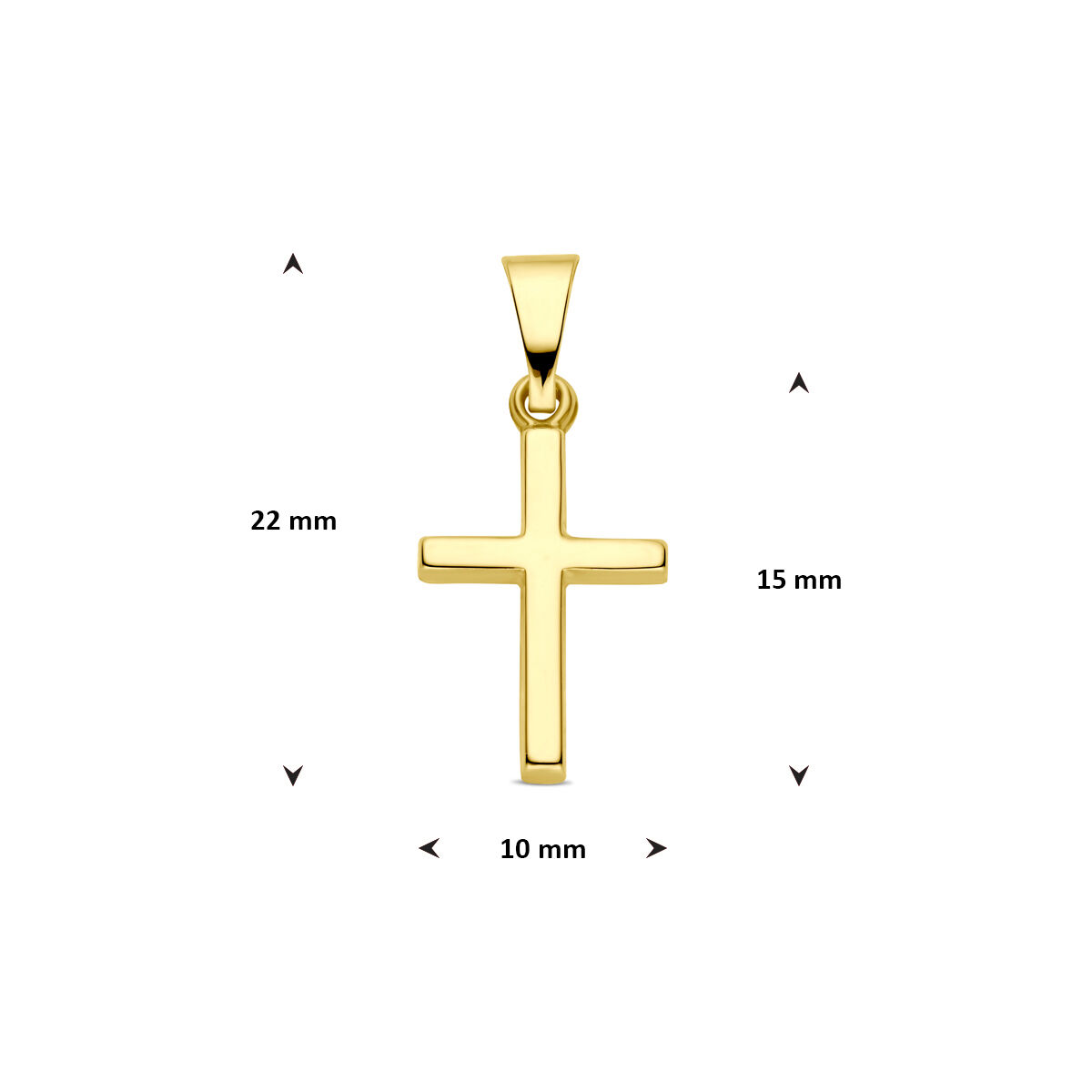 Geelgouden hanger kruis 22mm - Afbeelding 4