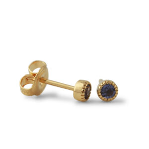 Campur goud op zilver oorknoppen blauw topaas