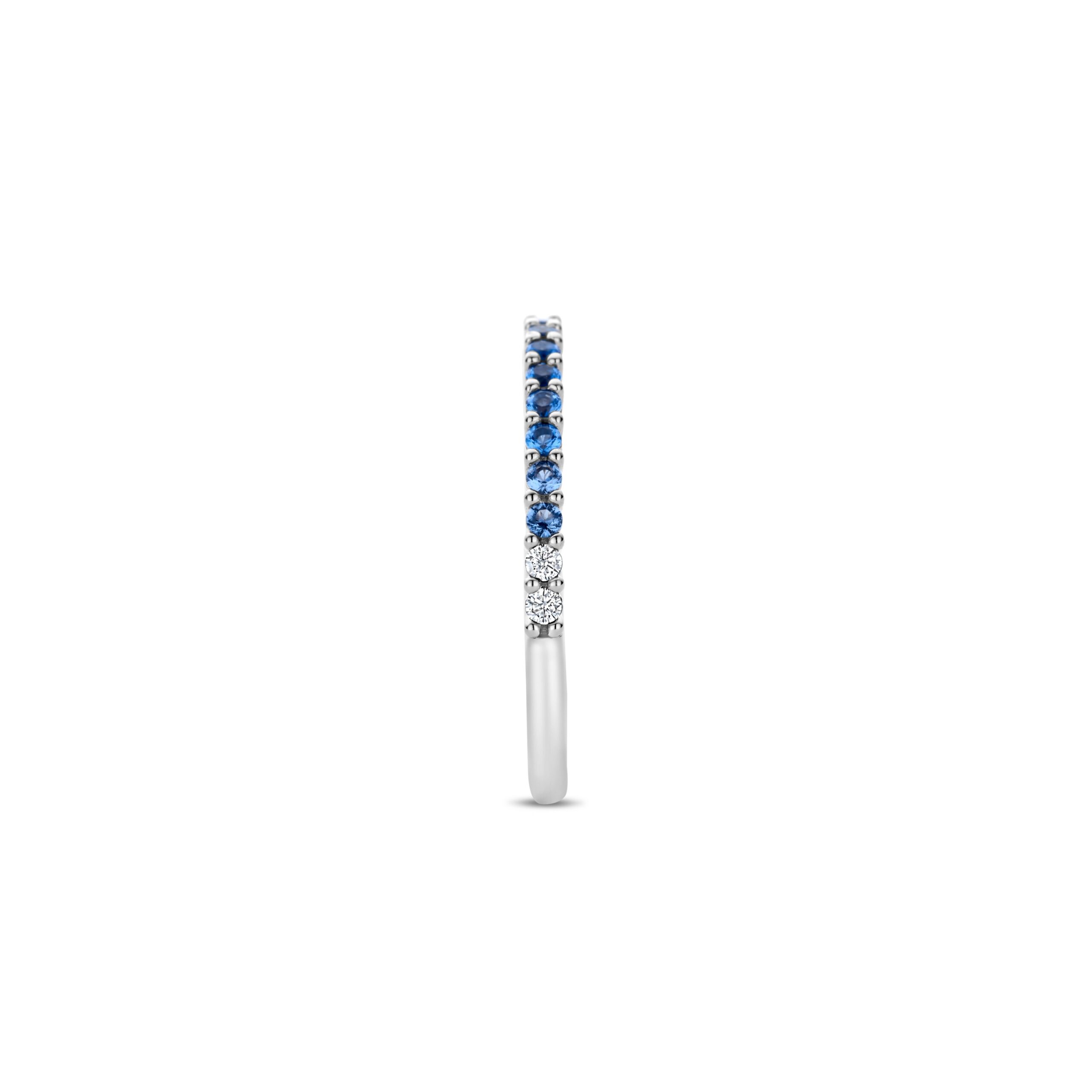 Tisento zilveren ring blauw/wit zirkonia maat 54 - Afbeelding 2