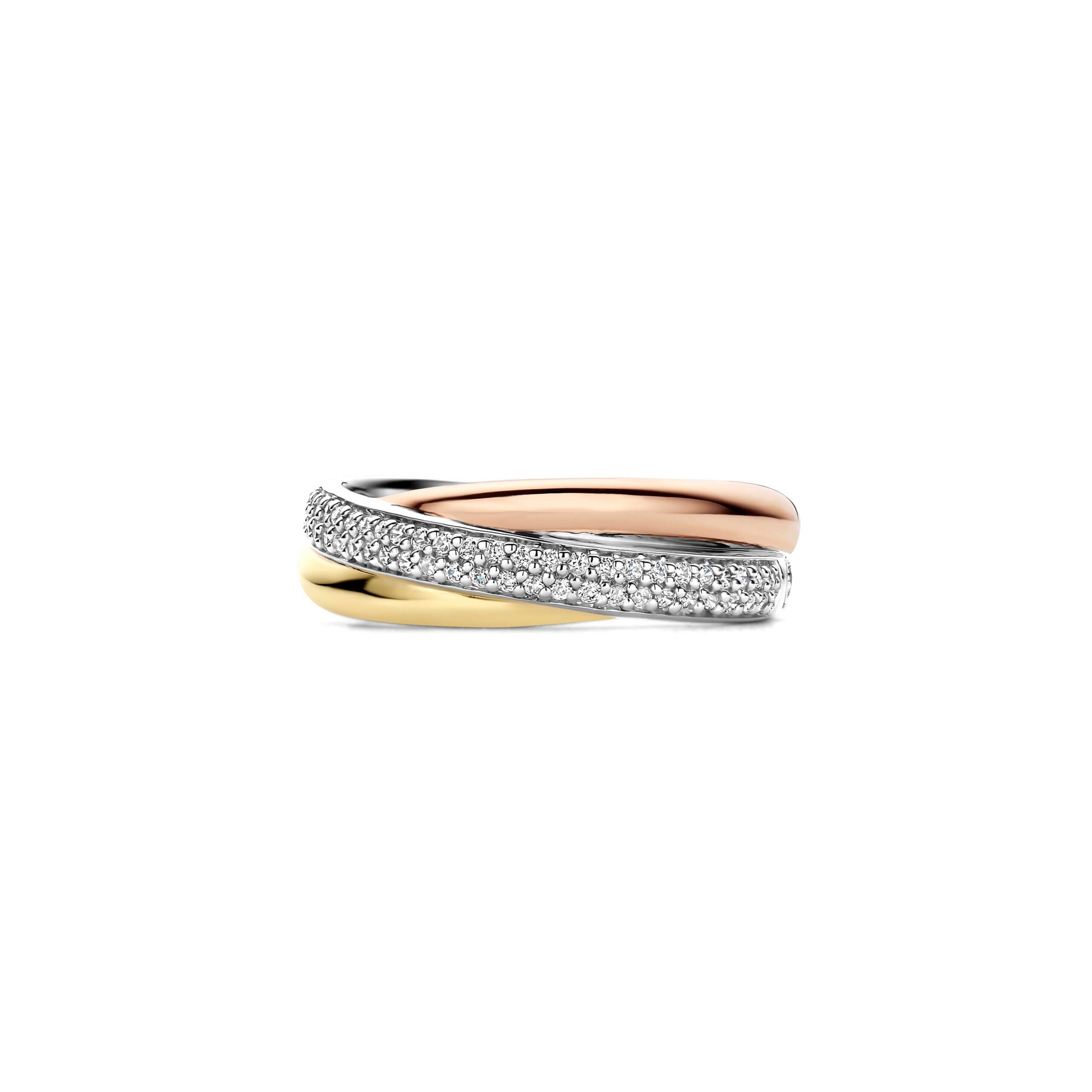 Tisento zilver ring tricolor zirkonia maat 58 - Afbeelding 3