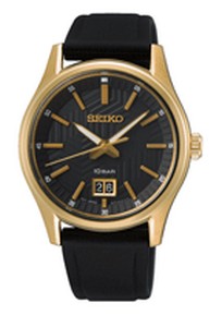 Seiko herenhorloge verguld rubber band