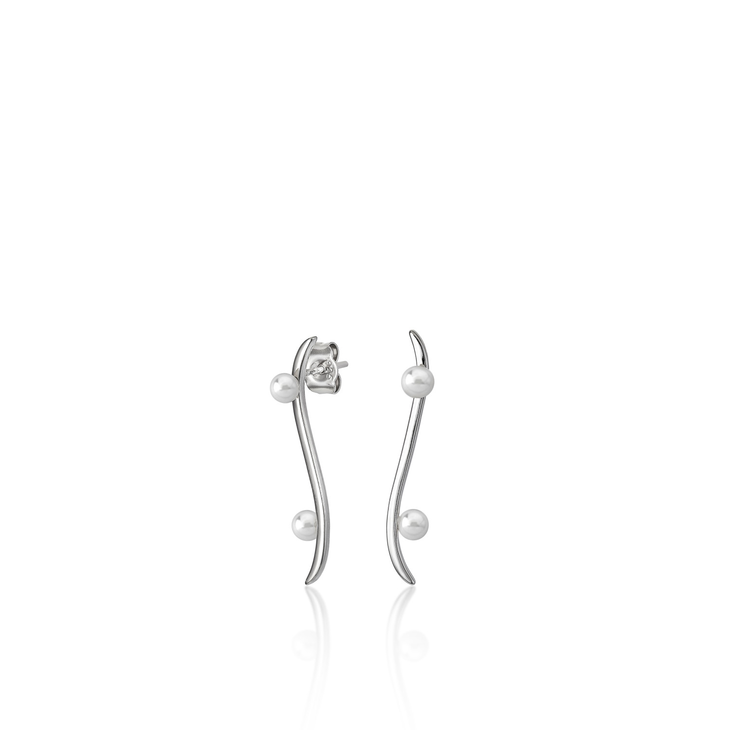 Lineargent zilver oorhangers parels