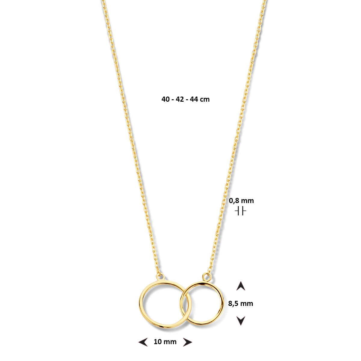 40.17713 KA gouden collier met ringen 40-44 cm - Afbeelding 3