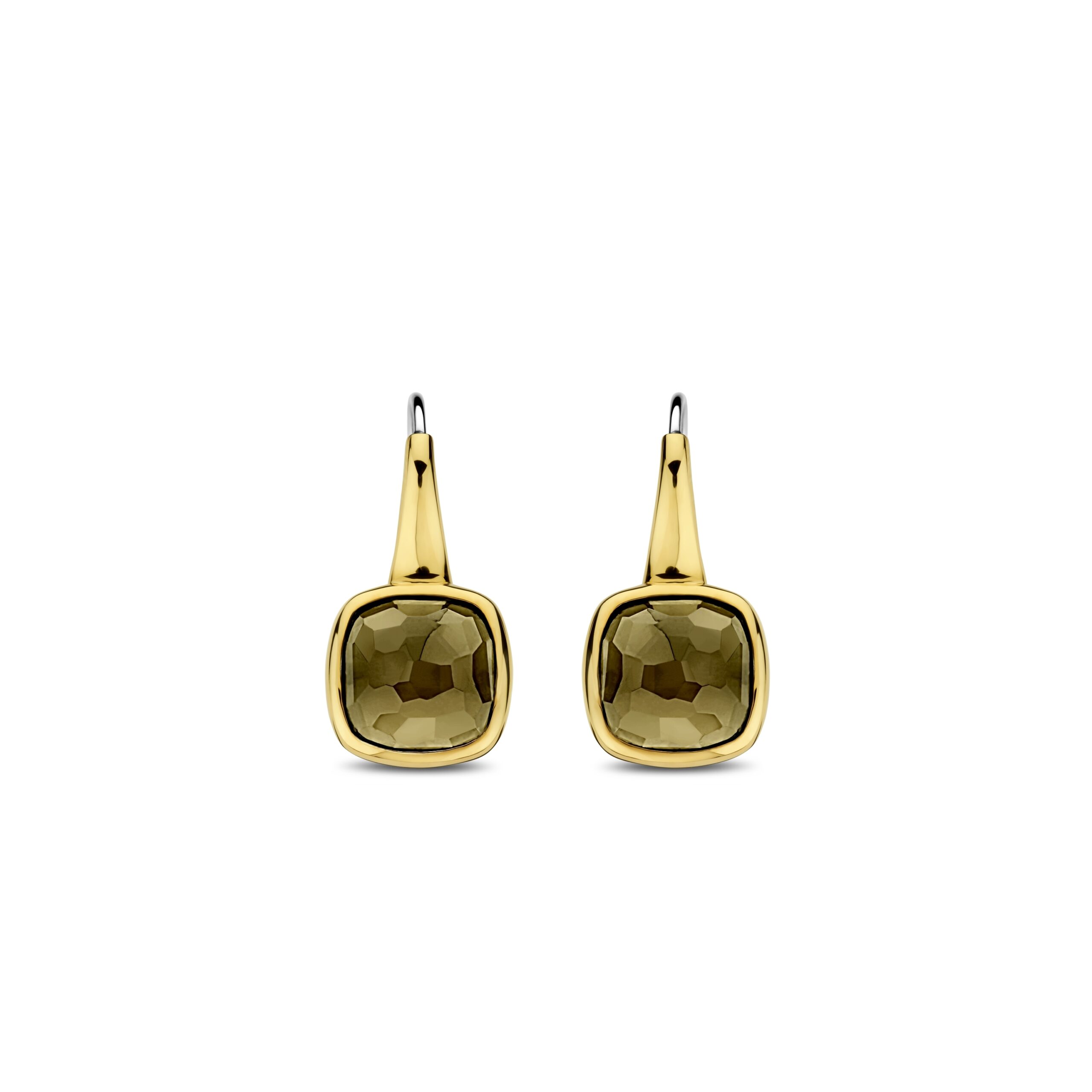 7989KA Tisento zilver verguld oorhangers groene steen