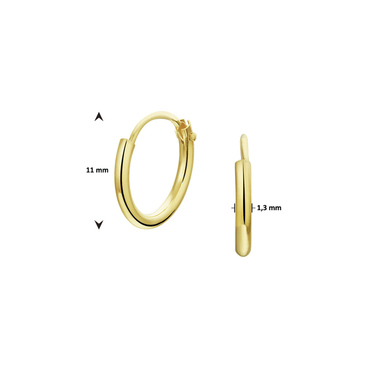 gouden oorringen 11x1.3 mm - Afbeelding 2