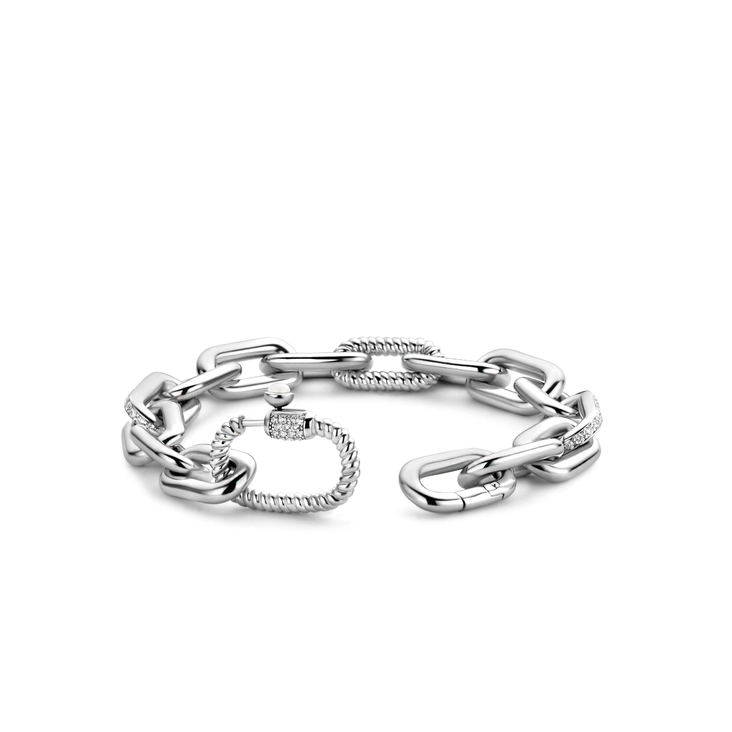 Tisento zilveren armband paperclip zirkonia - Afbeelding 2