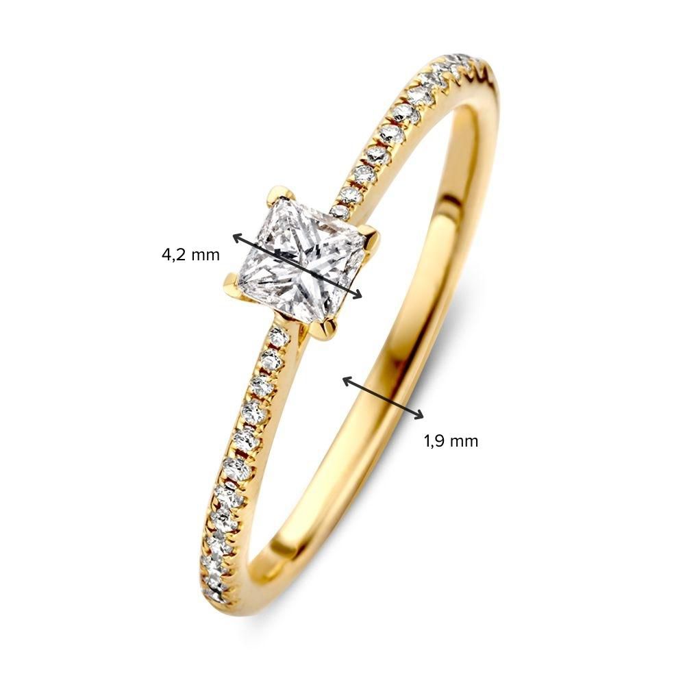 Excellent Geelgouden ring diamant 0.38 H-SI maat 56 - Afbeelding 3