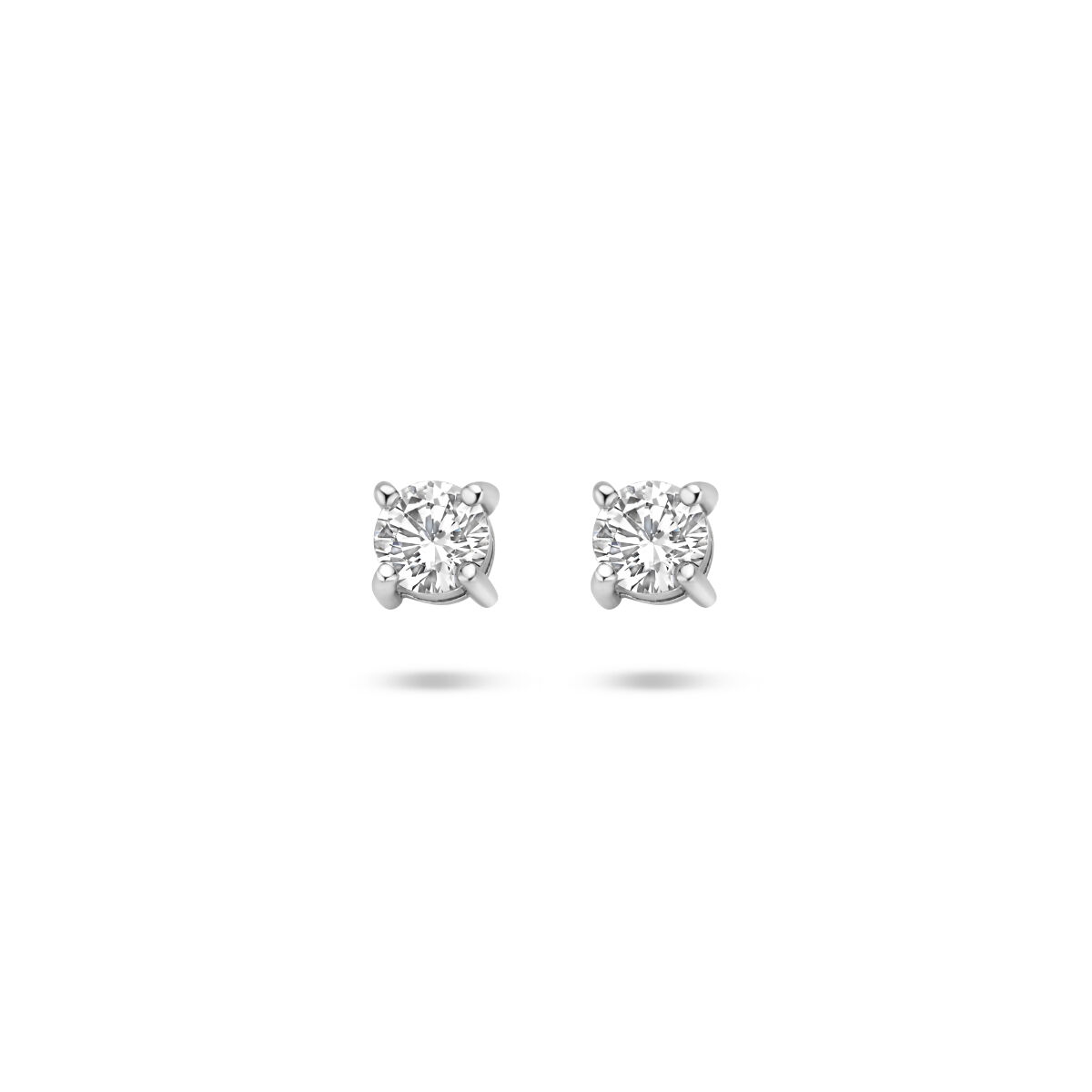 Zilveren oorknoppen solitair zirkonia 4mm