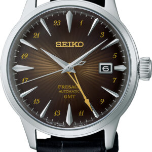 Seiko heren horloge Presage GMT automatic staal leer band
