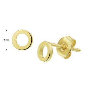 Geelgouden oorknoppen cirkel 5mm