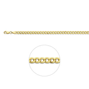 Goud met zilverkern armband gourmette 5mm 19cm