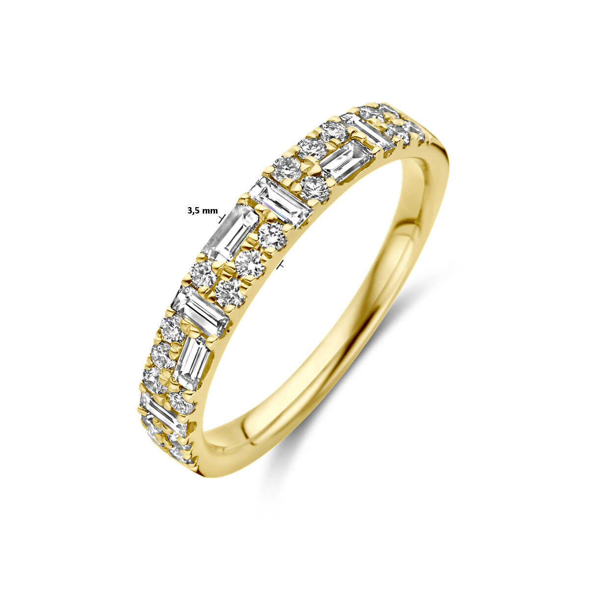 goud ring met baquette en briljant diamant 0.61HSI maat 17,25* - Afbeelding 5