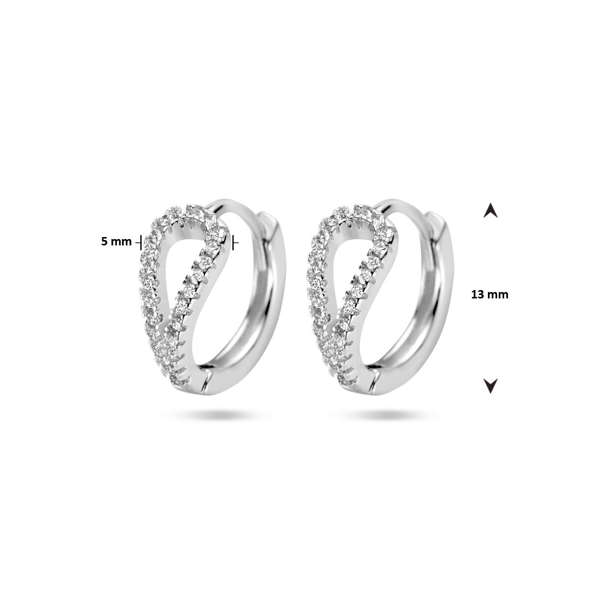 Zilveren klapoorring zirkonia 13x5mm - Afbeelding 3