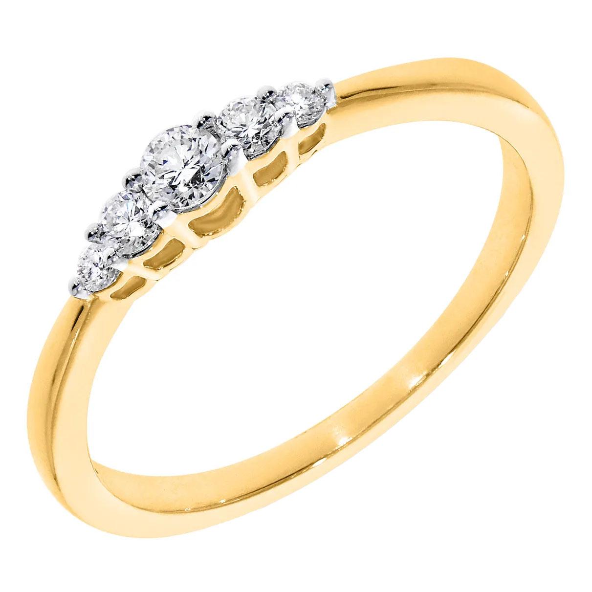 Pas ring diamant 5-0.20 H/SI Maat 17 14kt
