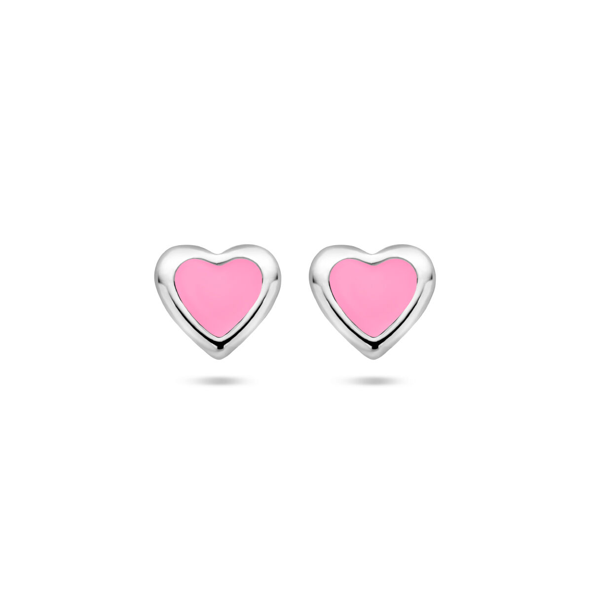 13.36082 KA oorknop zilver hart roze emaille