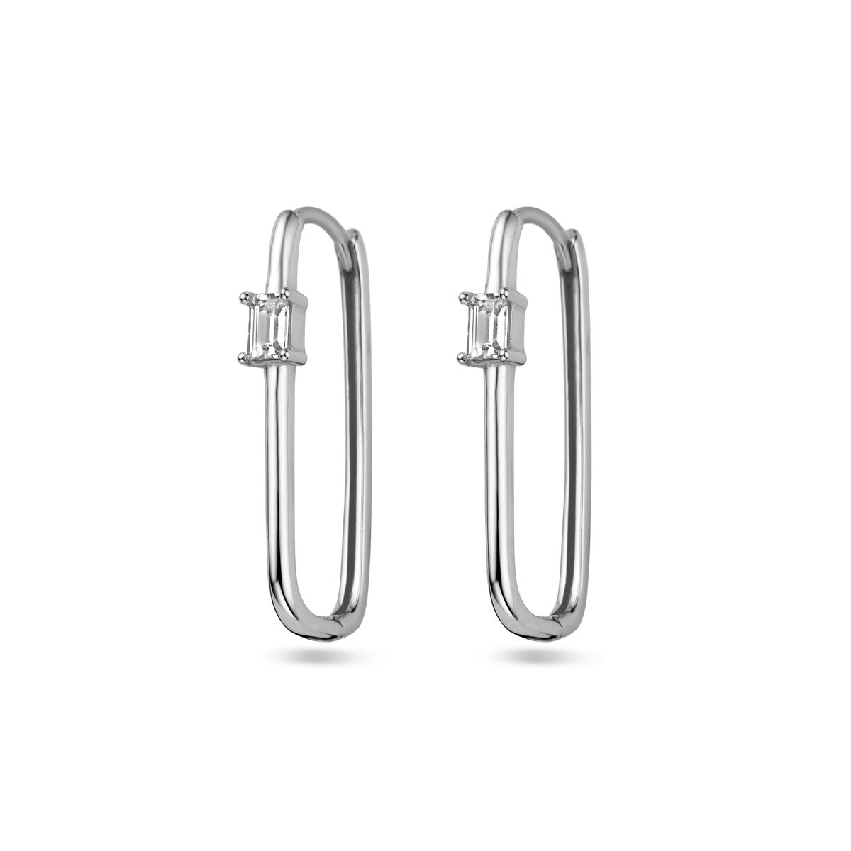 Zilveren oorringen paperclip 28mm