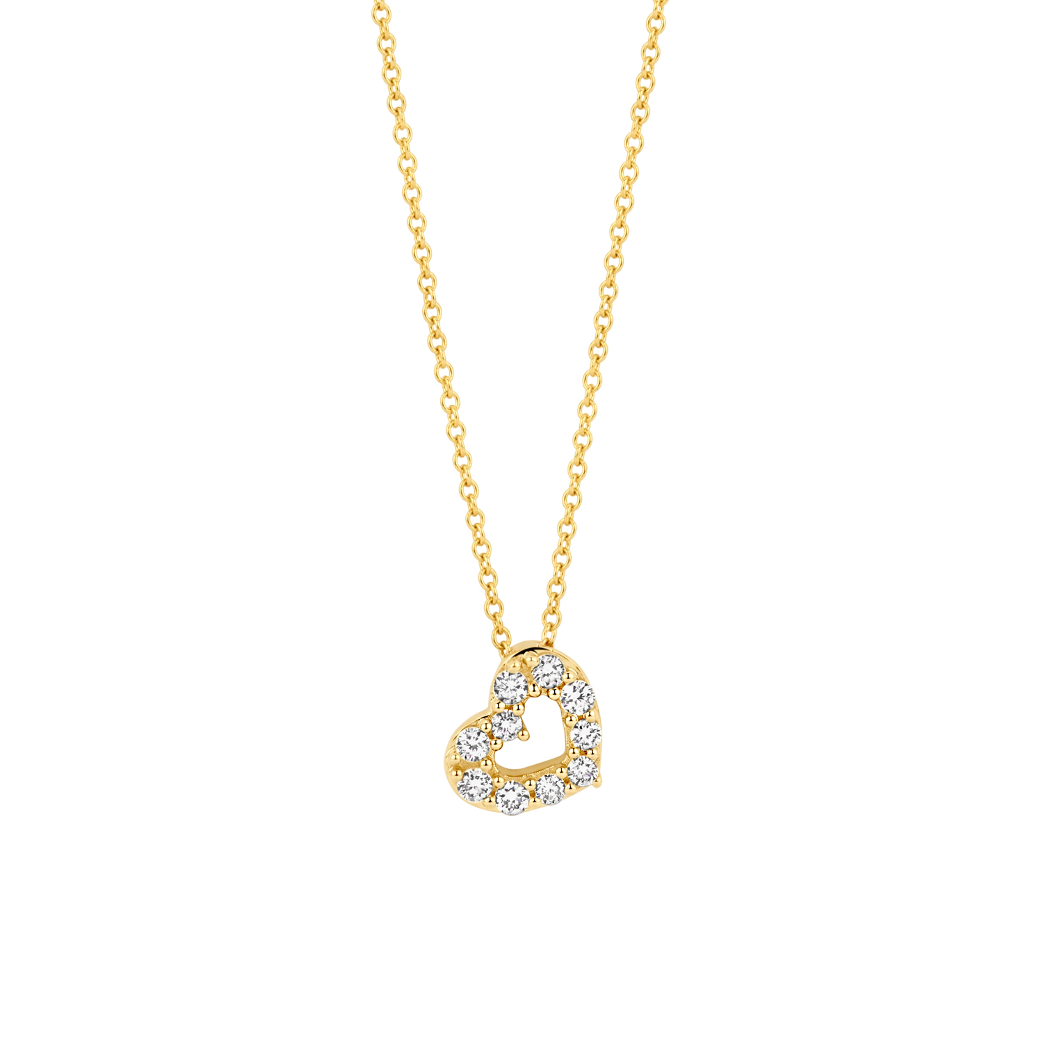 Blush Geelgouden collier hart met LAB diamanten 0.14 TW/VS