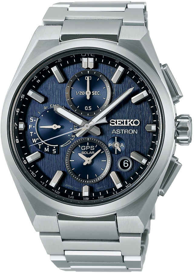 Seiko Astron Herenhorloge GPS solar titanium blauw