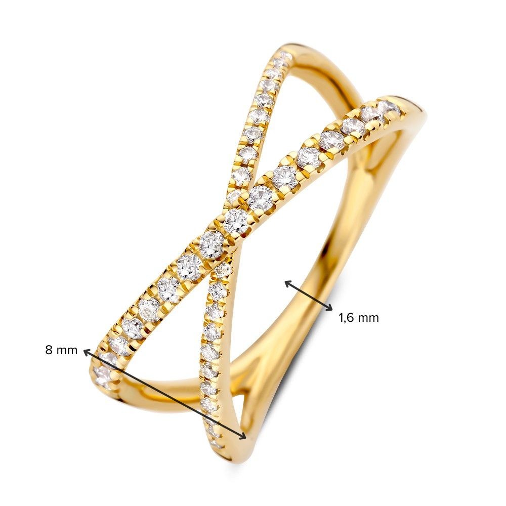 Excellent Geelgouden Crossover ring 0.30 H/SI diamant maat 56 - Afbeelding 3