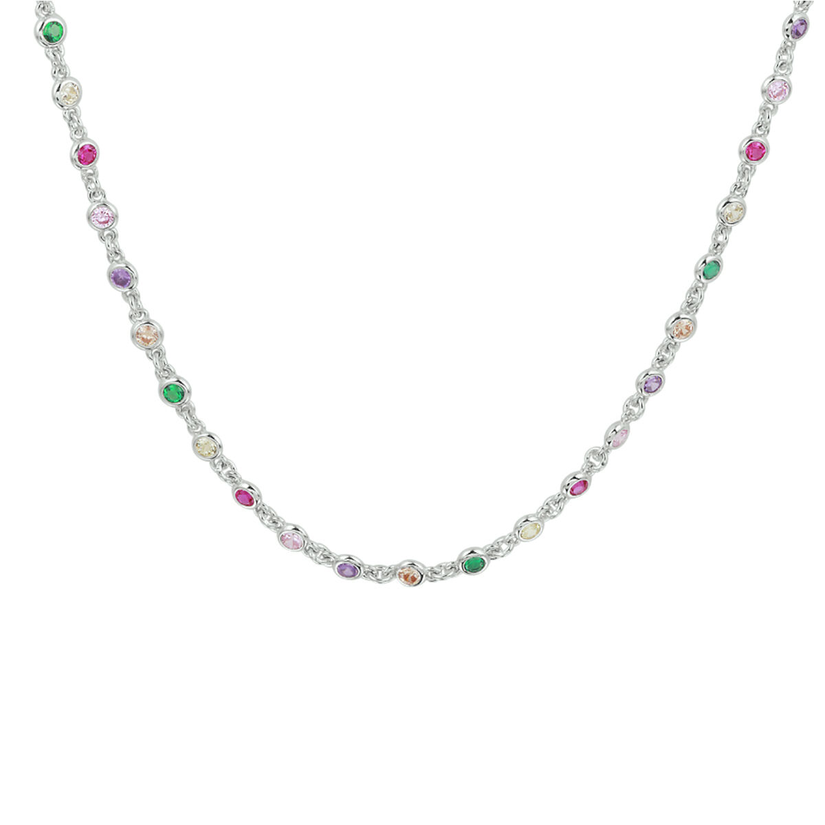 Zilveren collier multi-color zirkonia 41-45 cm