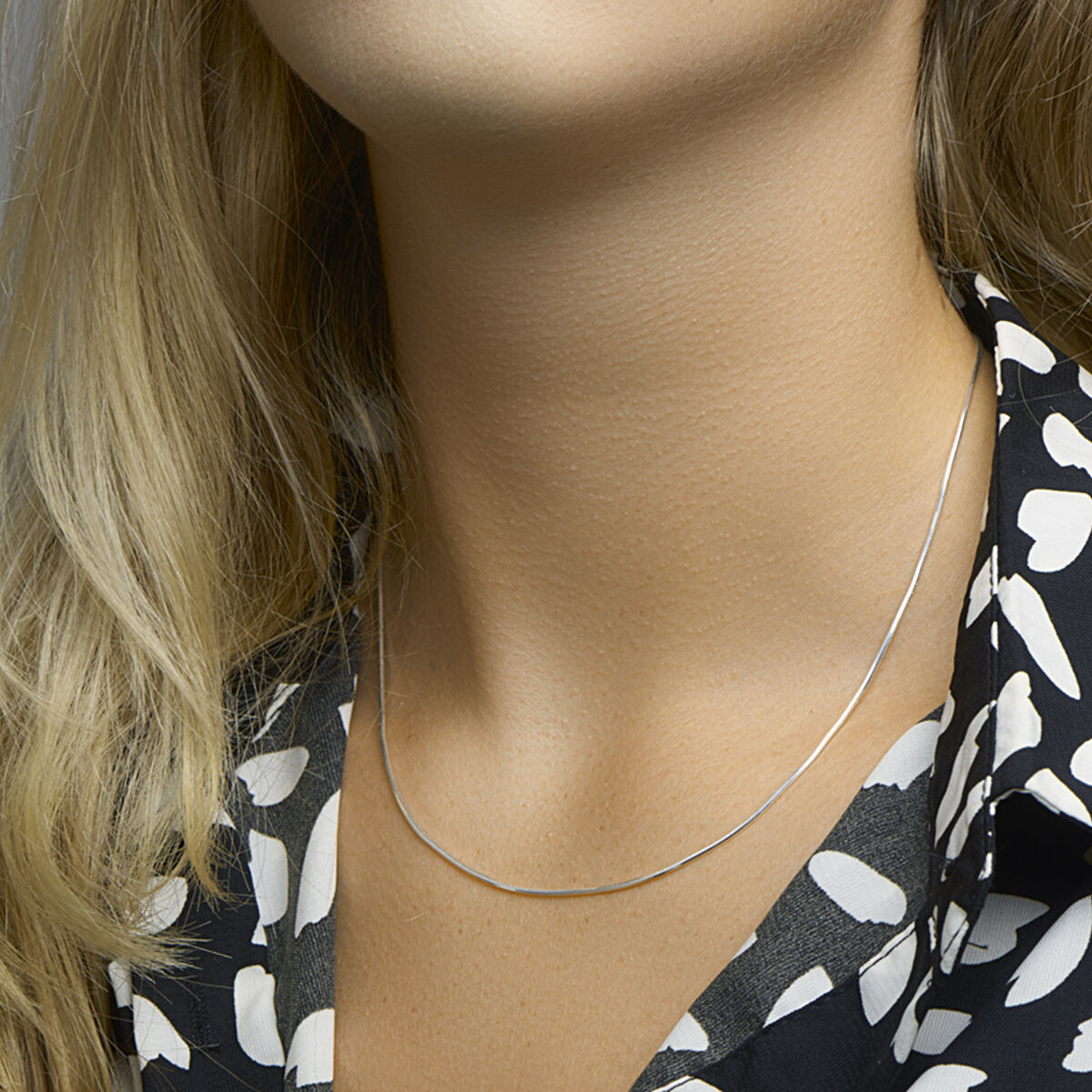 zilver slangcollier 8 zijdig 1,0mm 45cm - Afbeelding 2