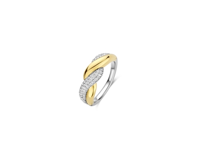 Tisento goud op zilver ring zirkonia mt 54