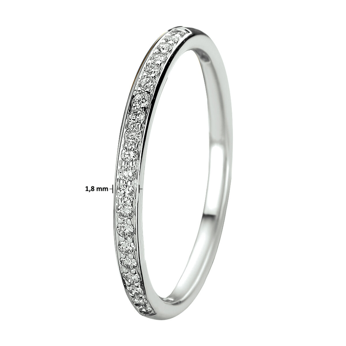witgouden alliance ring diamant 0.13 H SI 17,25 - Afbeelding 2