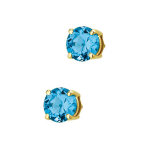 Geelgouden oorknoppen blauw Topaas
