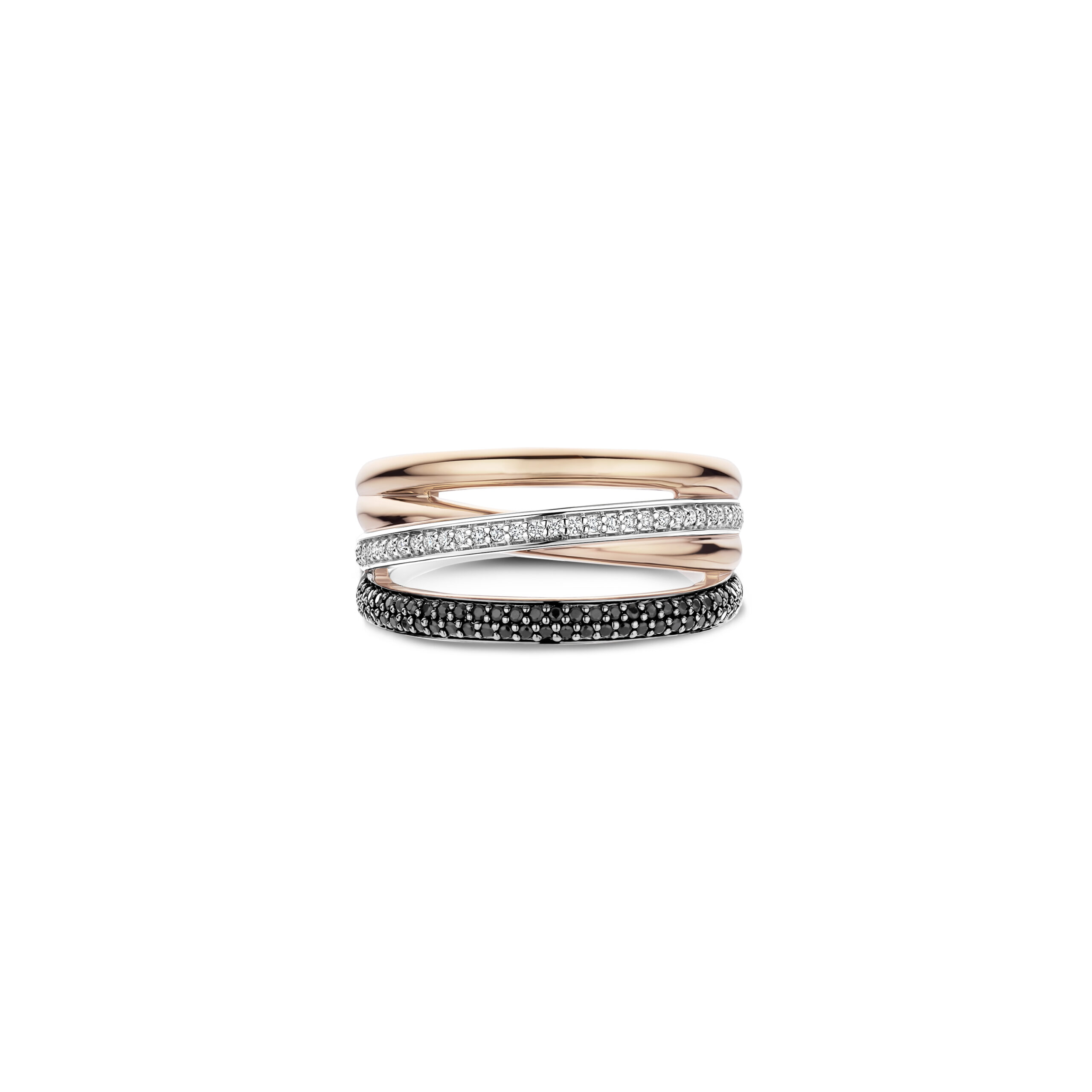 Tisento ring roségoud op zilver zwart en wit zirkonia maat 56 - Afbeelding 2