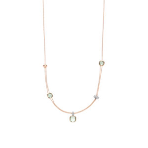 Tisento collier roségoud op zilver lichtgroen 50cm