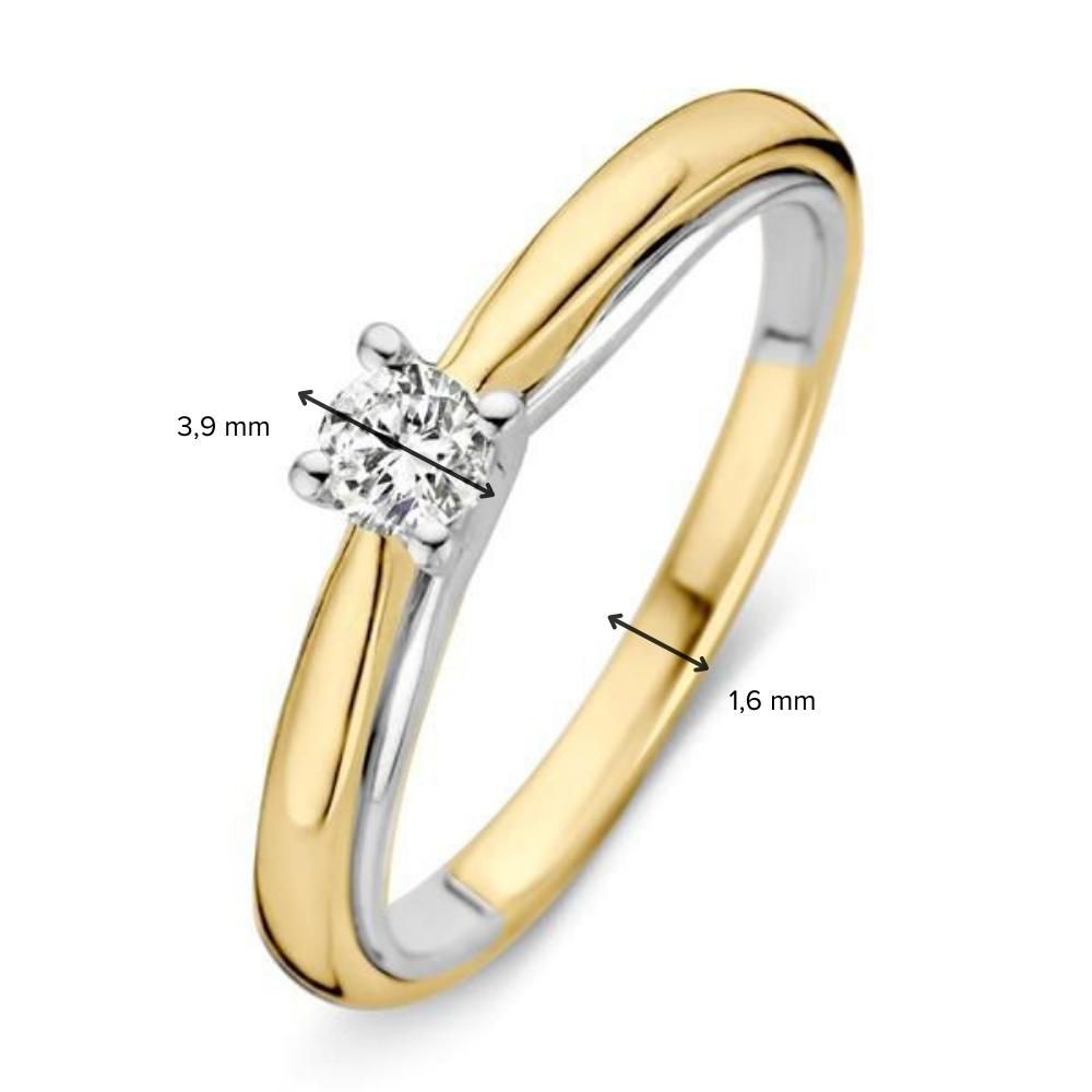 Excellent ring bi-color gouden diamant 0.19 H/SI maat 56 - Afbeelding 2