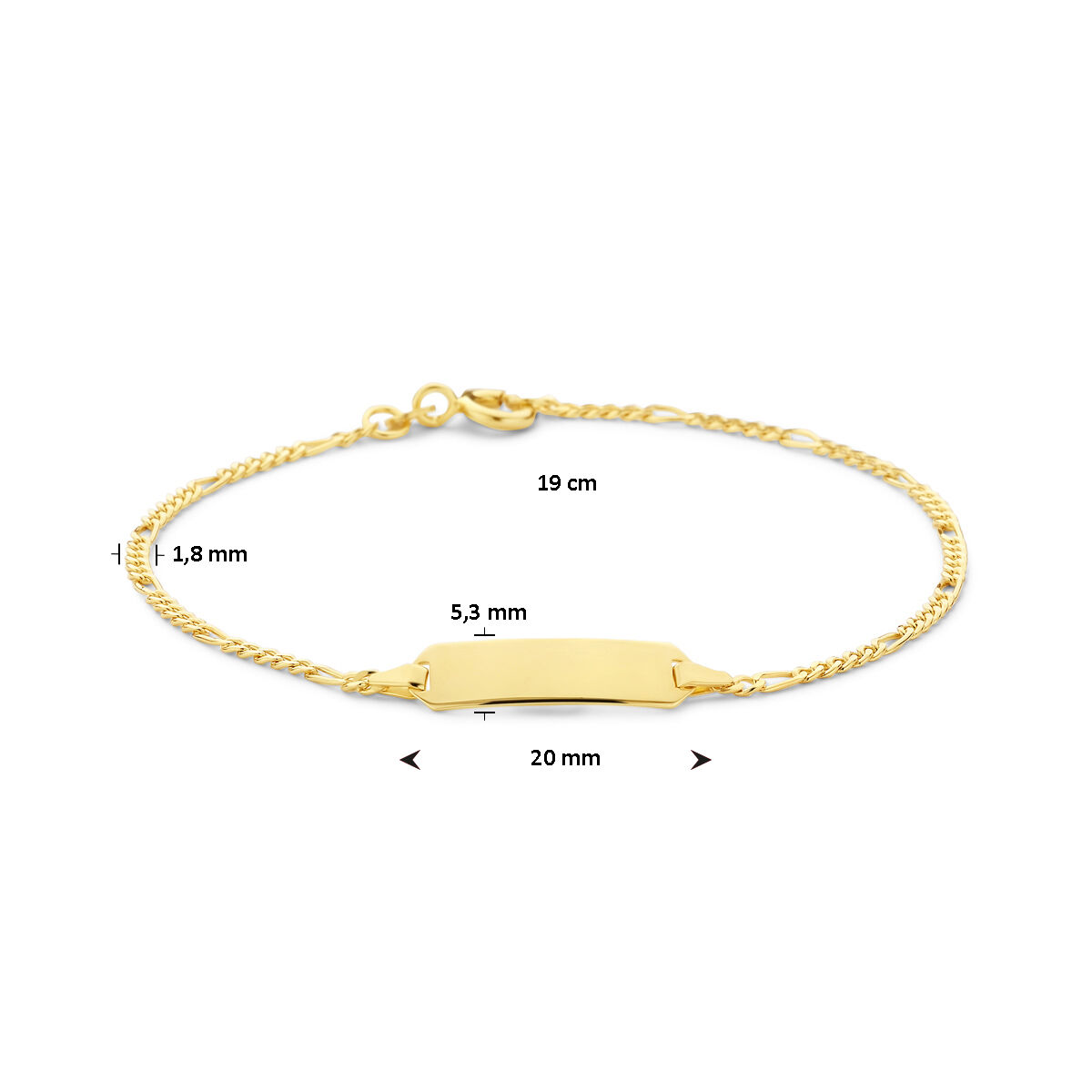 gouden graveerarmband figaro 19 cm - Afbeelding 3