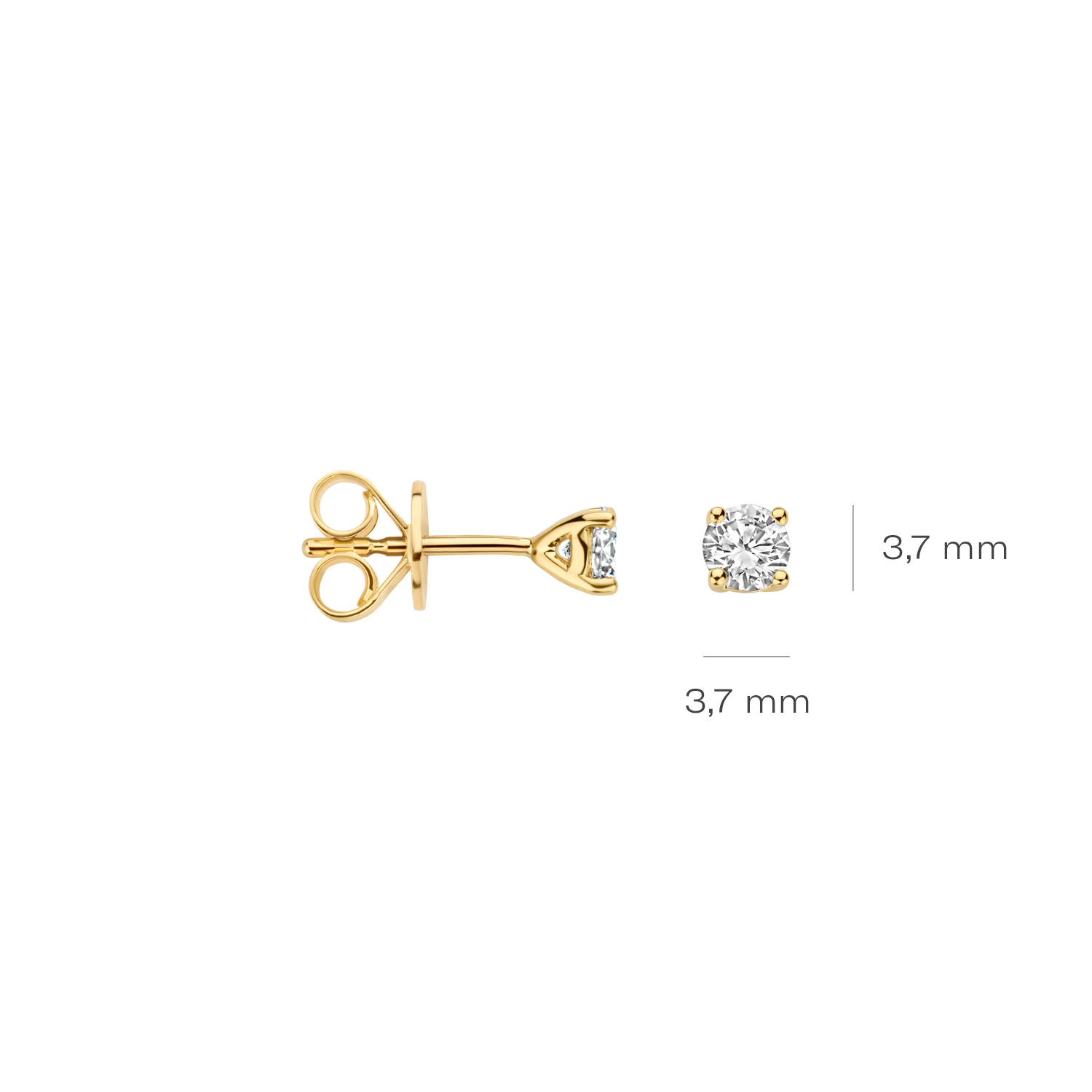 Blush Geelgouden oorknoppen LAB diamant 2x0.20 TW/VS - Afbeelding 3