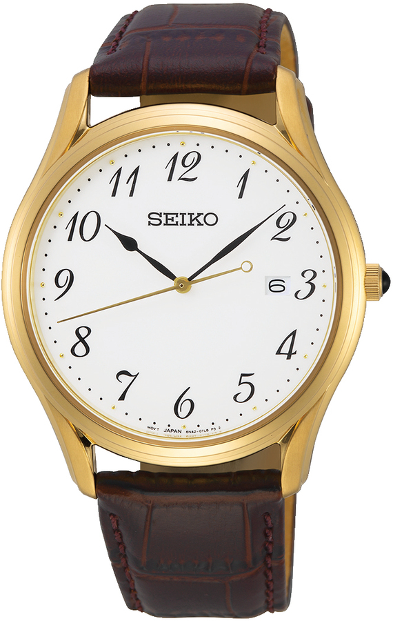 Seiko doublé herenhorloge bruine band