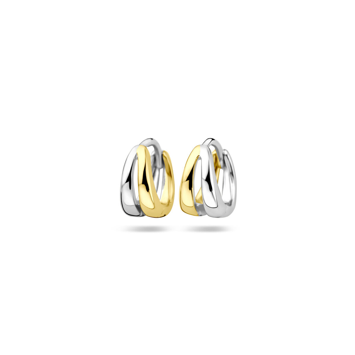 Zilveren oorringen bi-color goud op zilver