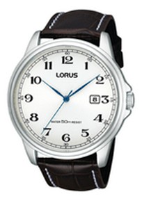 Lorus heren horloge staal bruine leren band