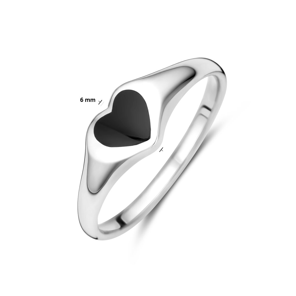 13.38856 KA zilver ring onyx hart maat 16 - Afbeelding 4