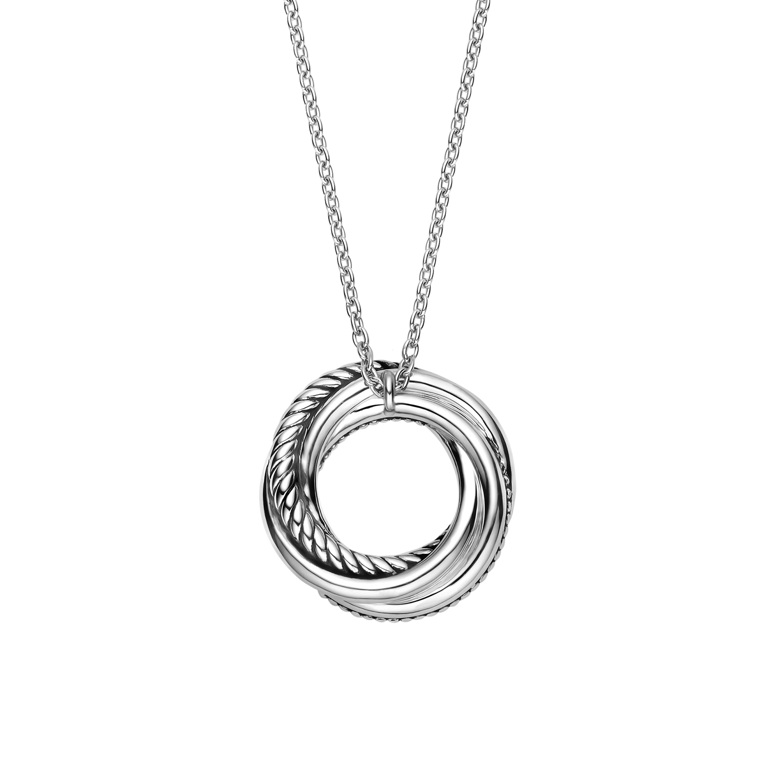 Tisento zilver collier met ronde hanger - Afbeelding 3