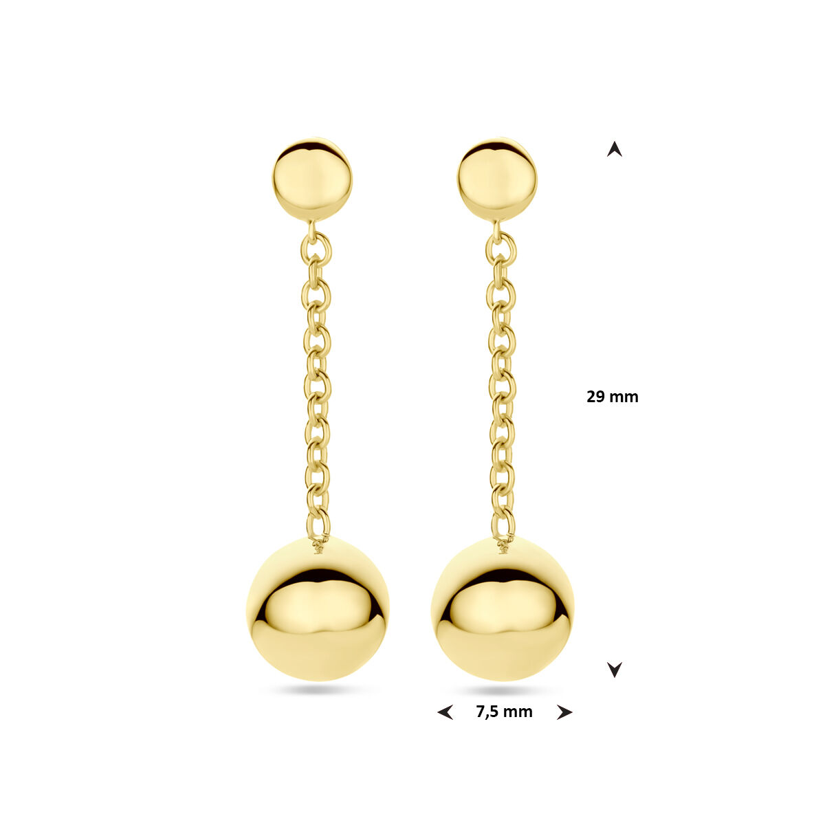 Geelgouden oorhanger met bollen - Afbeelding 4