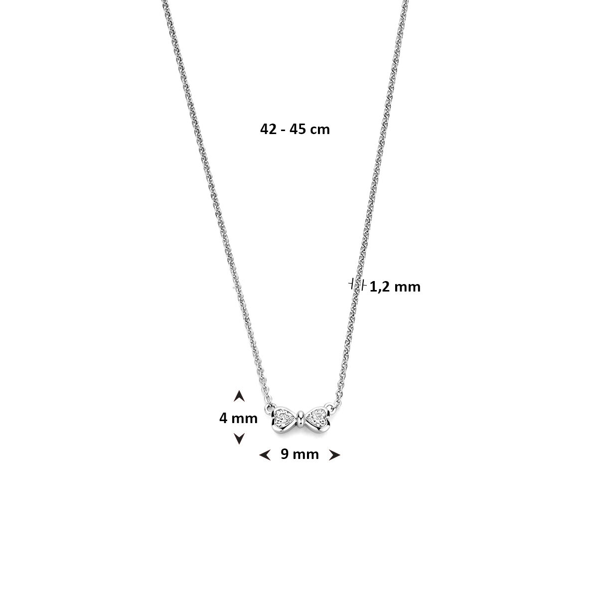 Zilveren zirkonia collier strikje 42-45cm - Afbeelding 4
