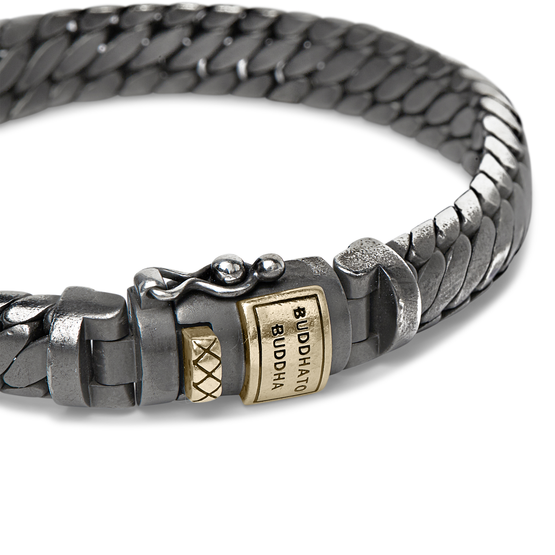 J070 BR SG E Buddha Ben XS black rhodium armband zilver/ goud