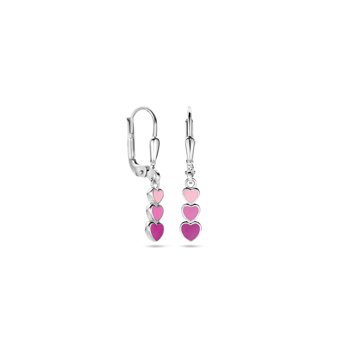 zilver klapoorringen met emaille hart - Afbeelding 3