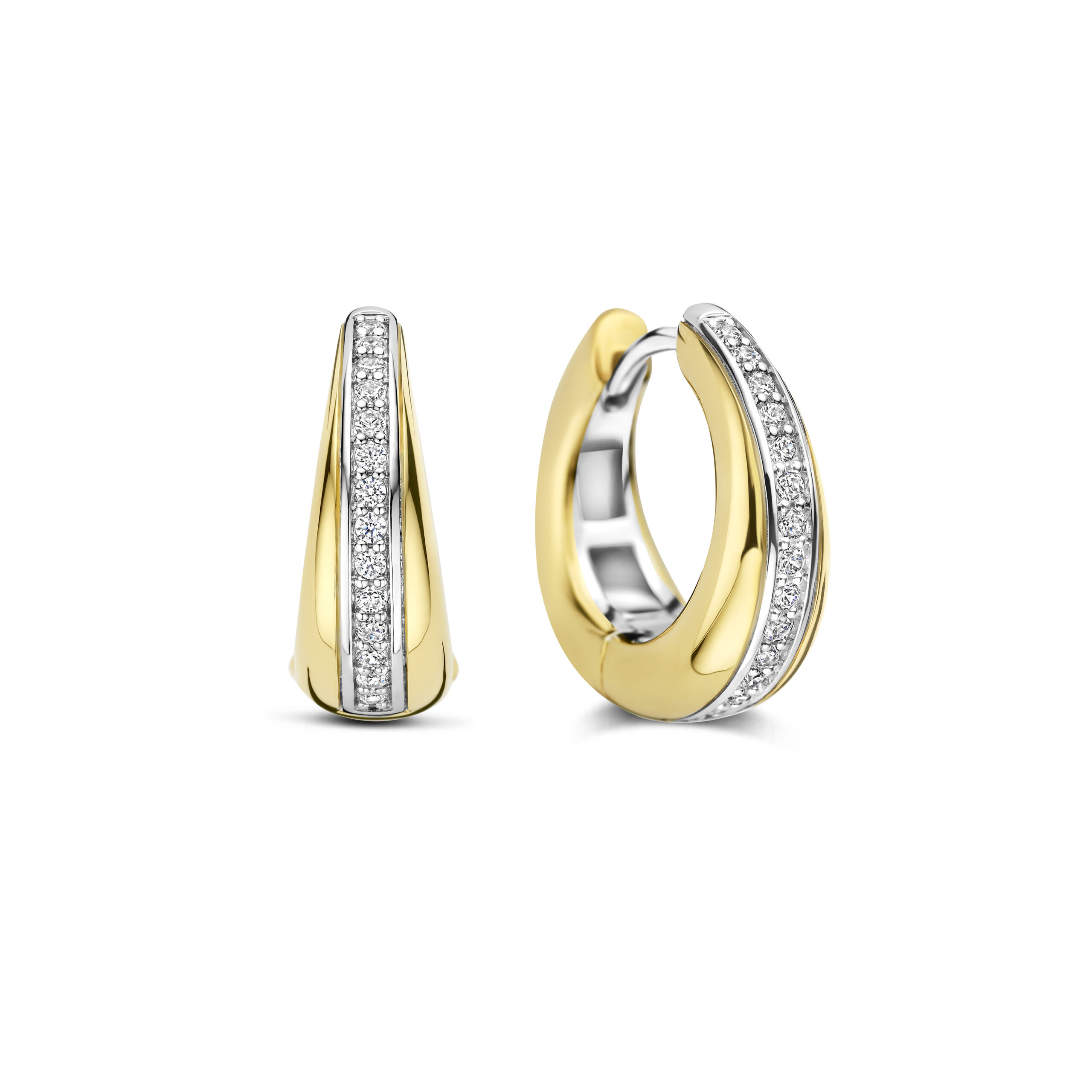 Tisento oorringen goud op zilver met zirkonia