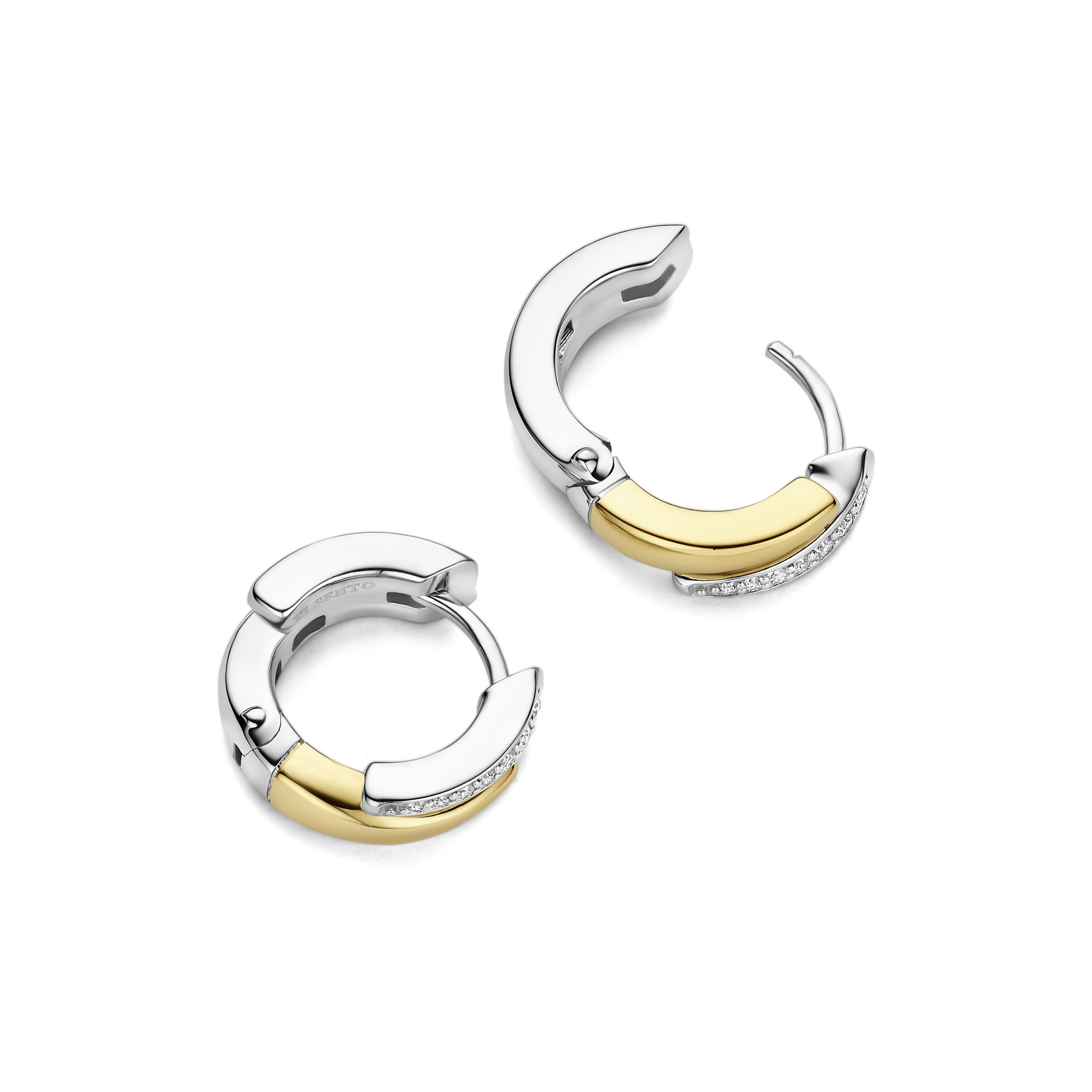 Tisento goud op zilver oorringen zirkonia - Afbeelding 2