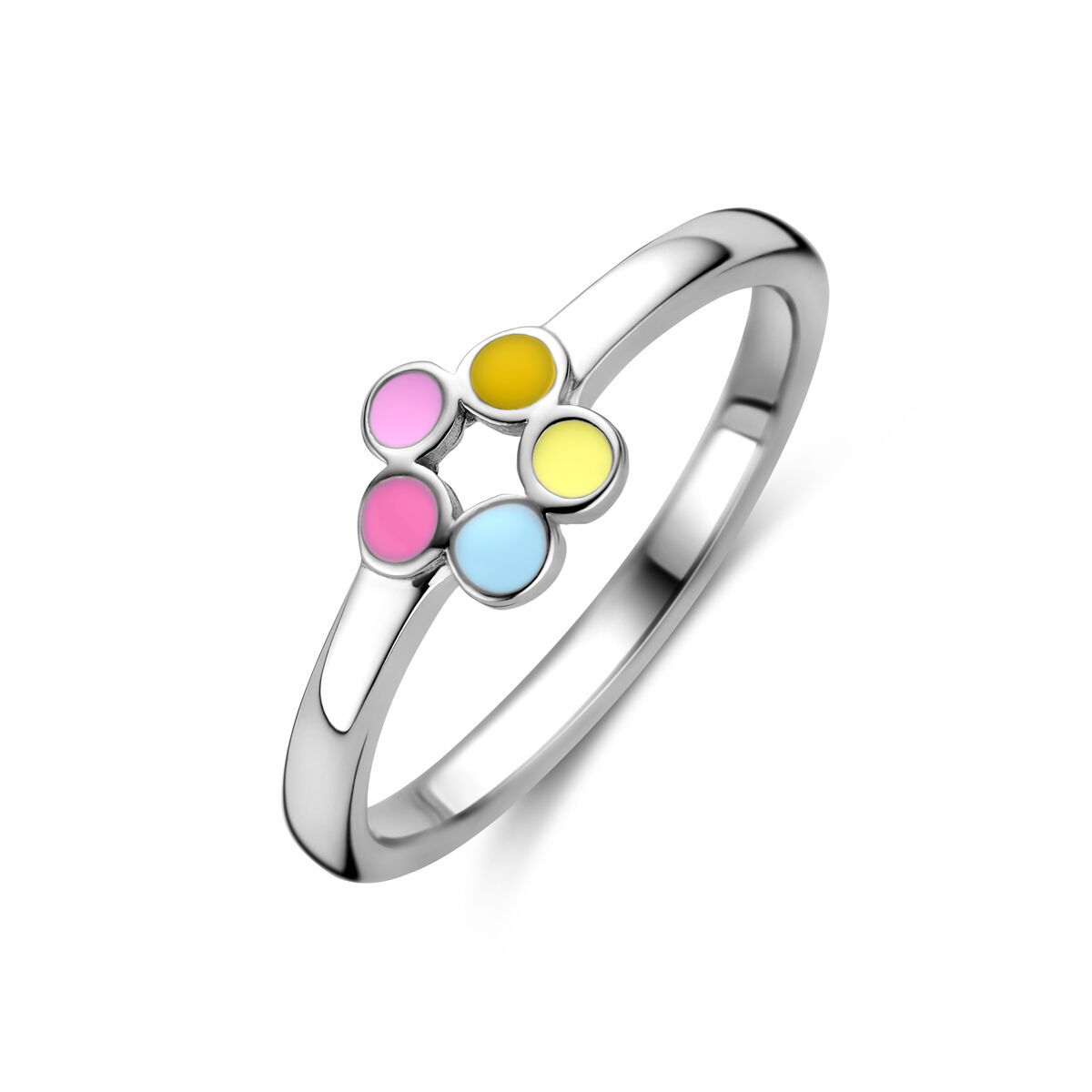 13.38579 KA zilver ring bloem emaille mt 14