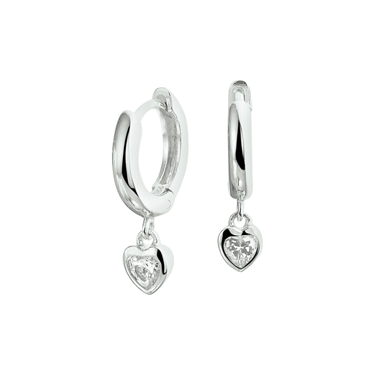 zilver klapoorringen hart 10.5mm
