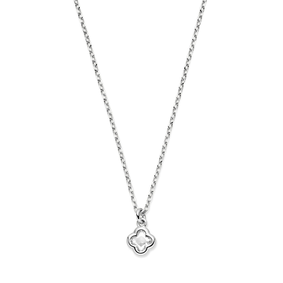 13.38674 KA zilver ketting met zirkonia klaver 41+4cm