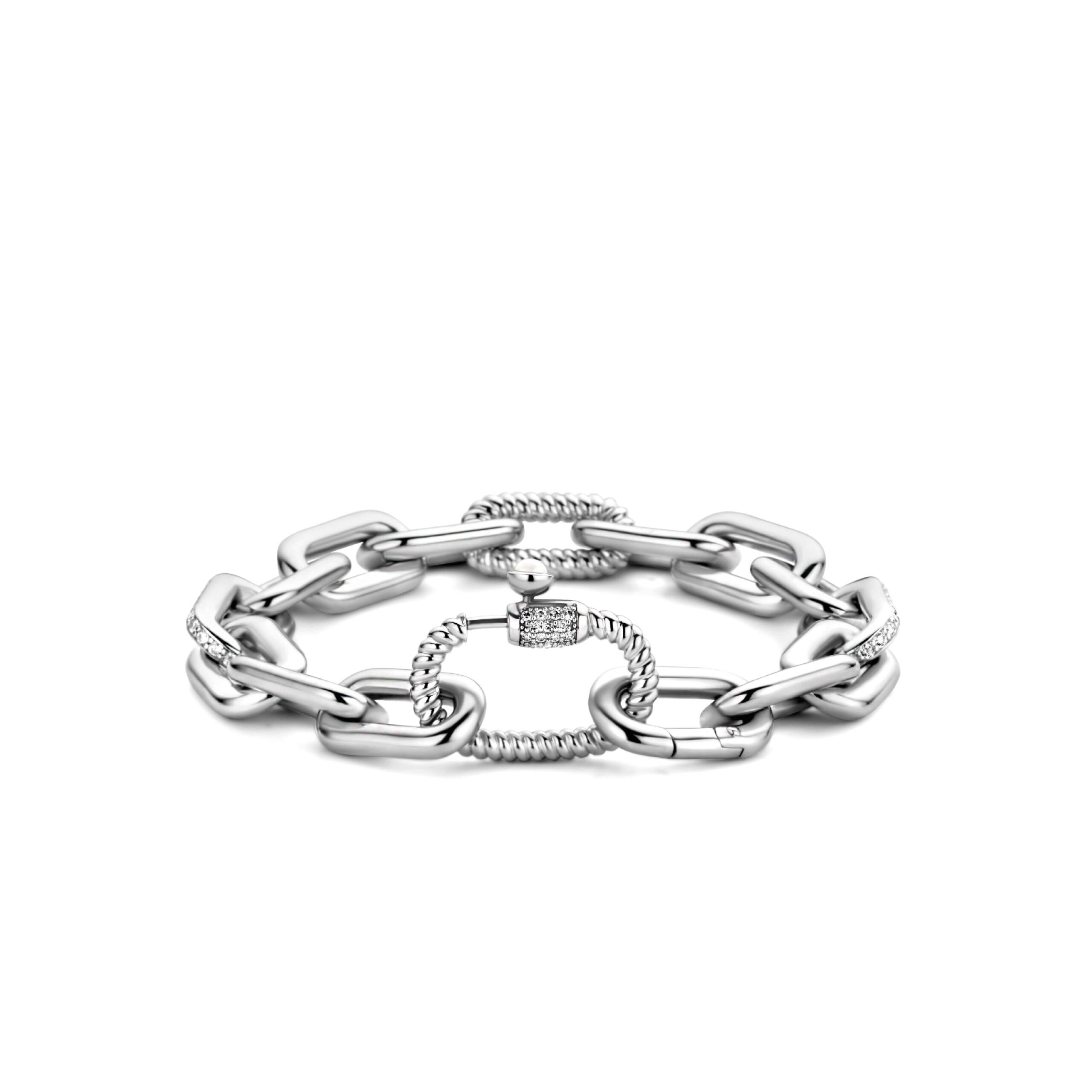 Tisento zilveren armband paperclip zirkonia